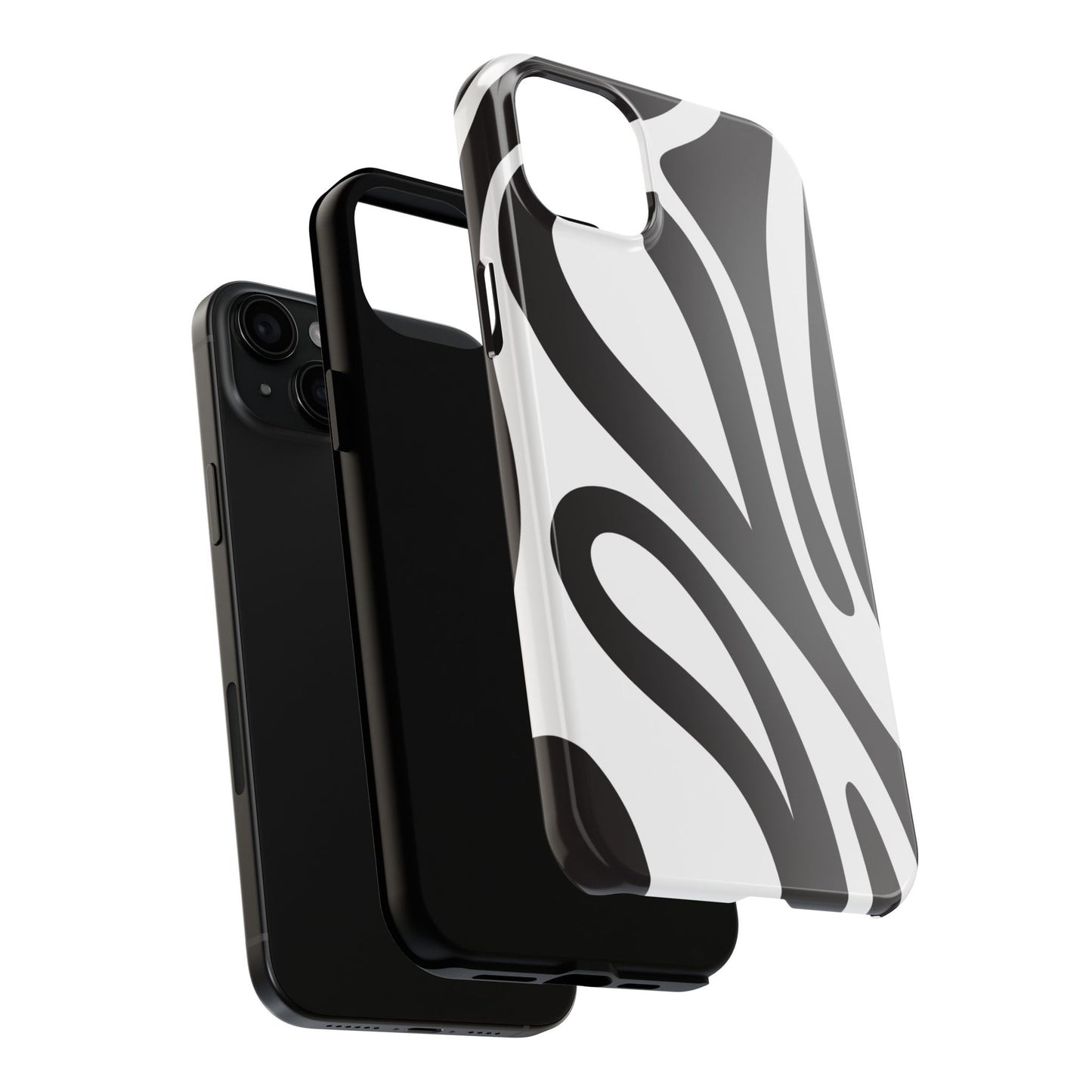 Modern Black and White Abstract Tough iPhone Case – Bold Graphic Pattern with Dual-Layer Protection