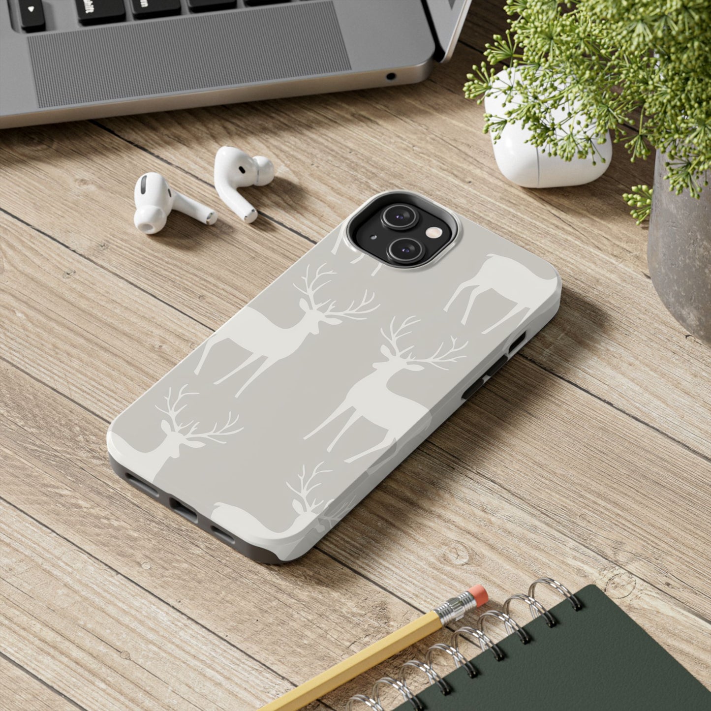 Elegant White Reindeer Pattern – iPhone Series Case