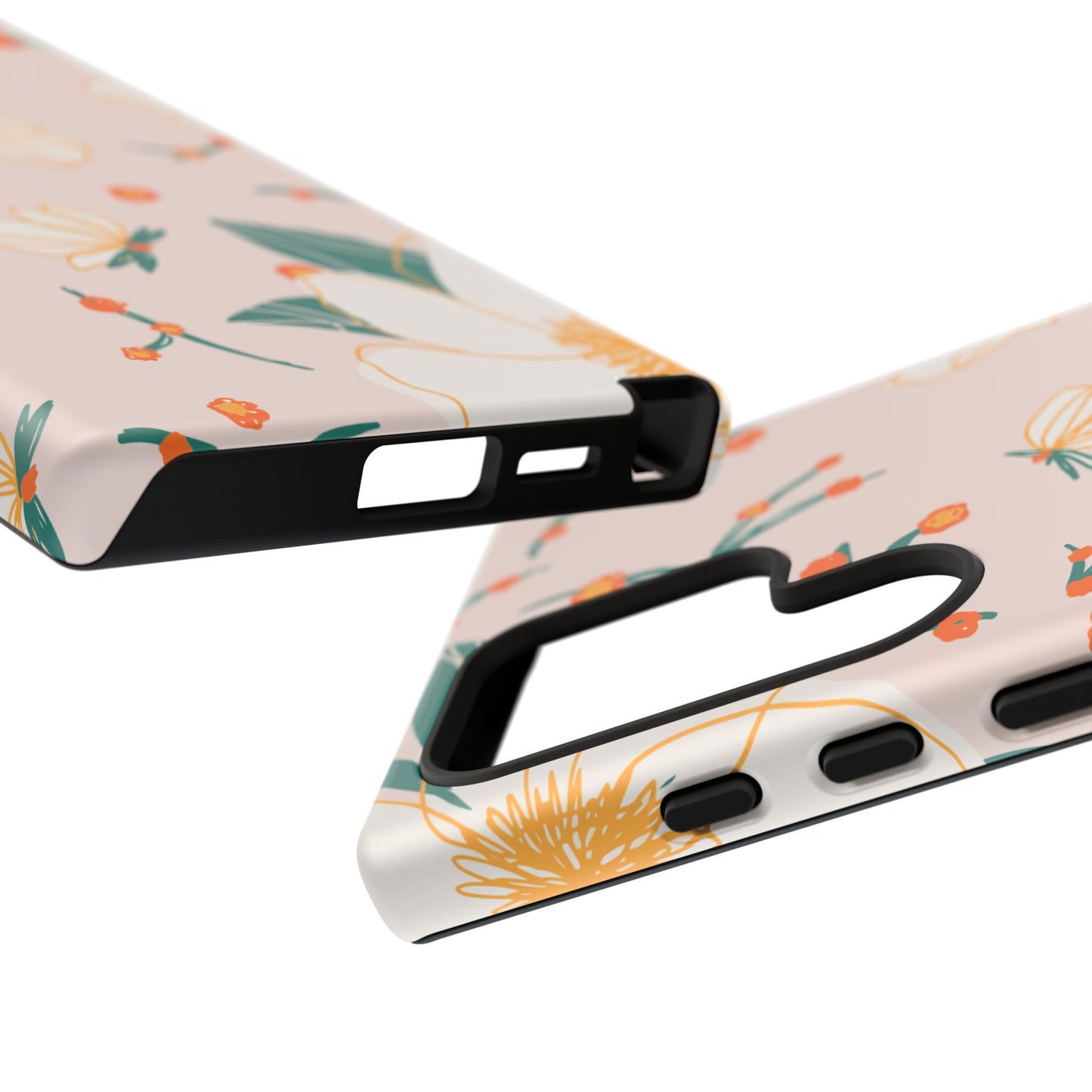Elegant Magnolia Blossom Tough Samsung Galaxy Case – Soft Blush Background, Shock-Resistant Design