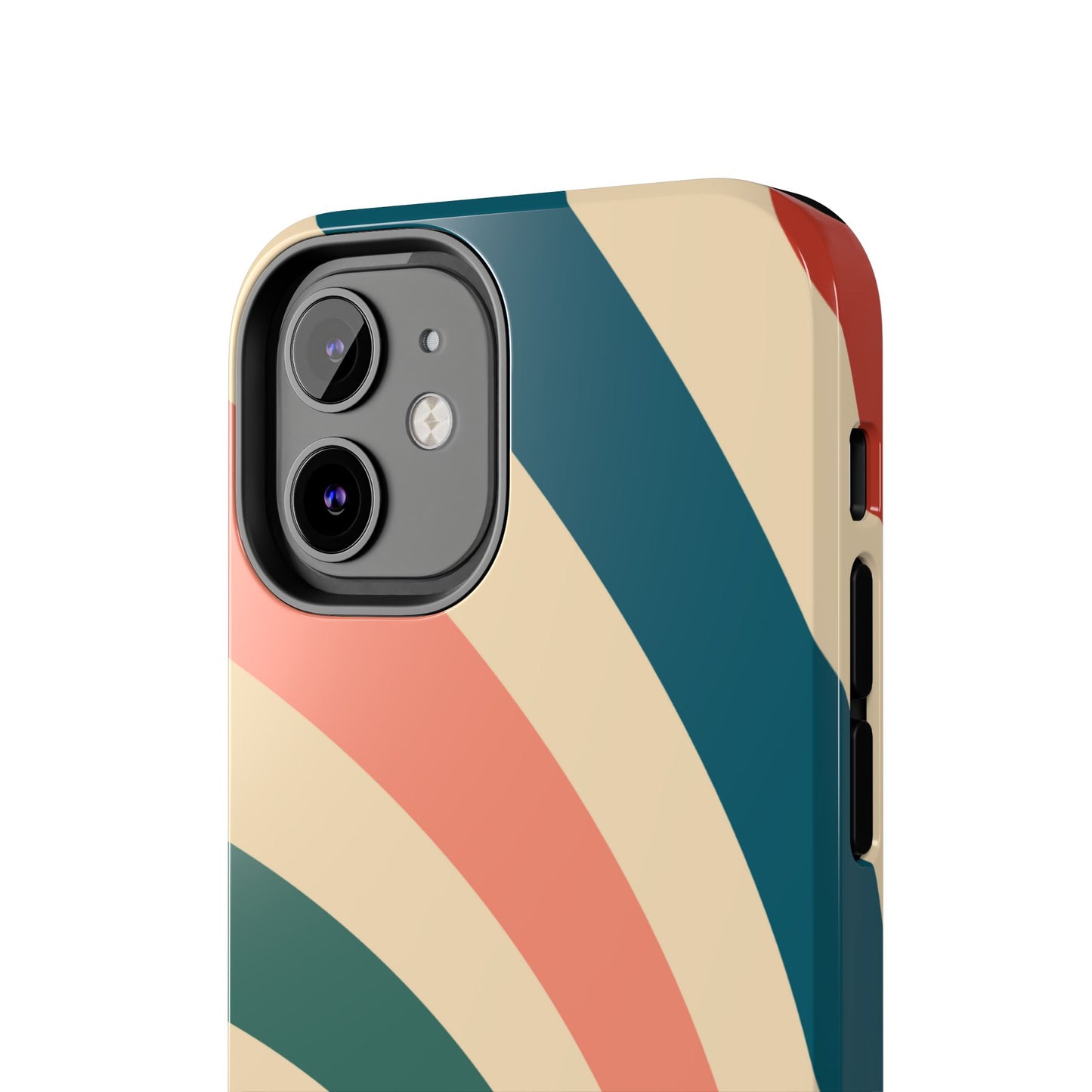 Retro Sunburst Swirl iPhone Case – Dual-Layer Protection with Bold 70s Vibes