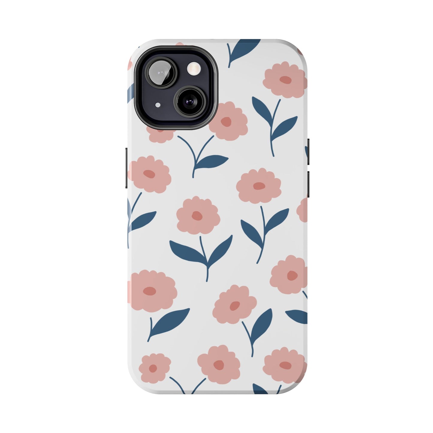 Playful Pink Floral Tough iPhone Case – Soft Pastel Design, Slim & Shockproof - BOGO Cases