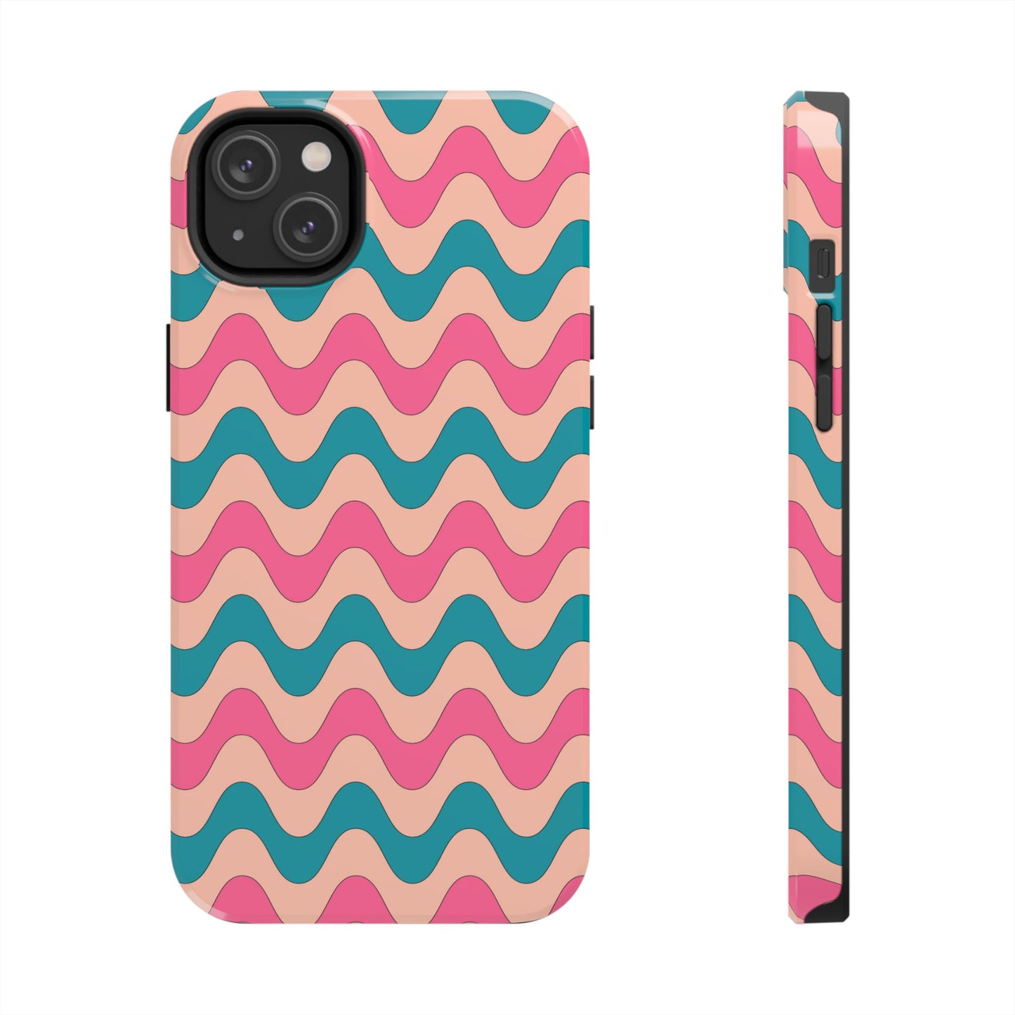 Retro Waves Pattern iPhone Case – Shockproof Design with Dual-Layer Protection