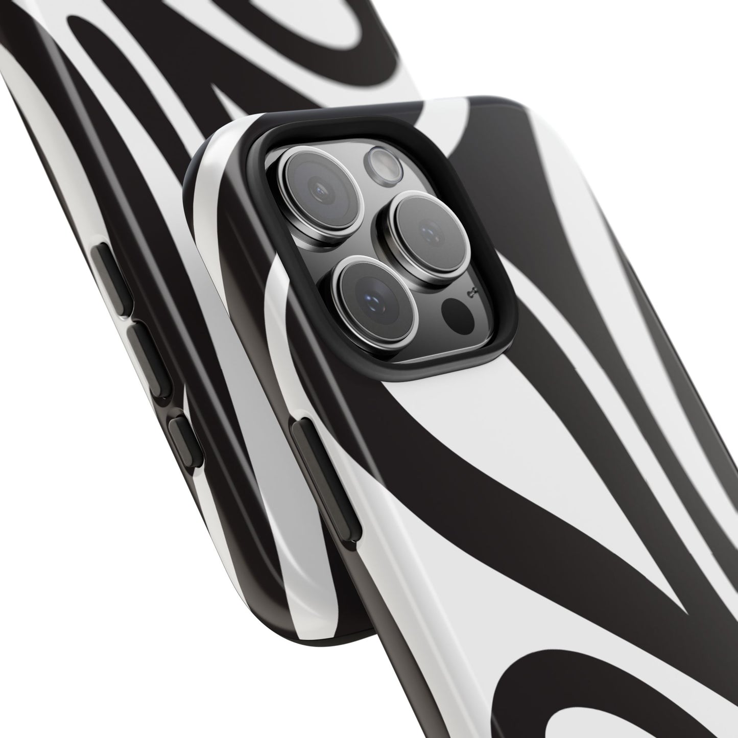 Modern Black and White Abstract Tough iPhone Case – Bold Graphic Pattern with Dual-Layer Protection