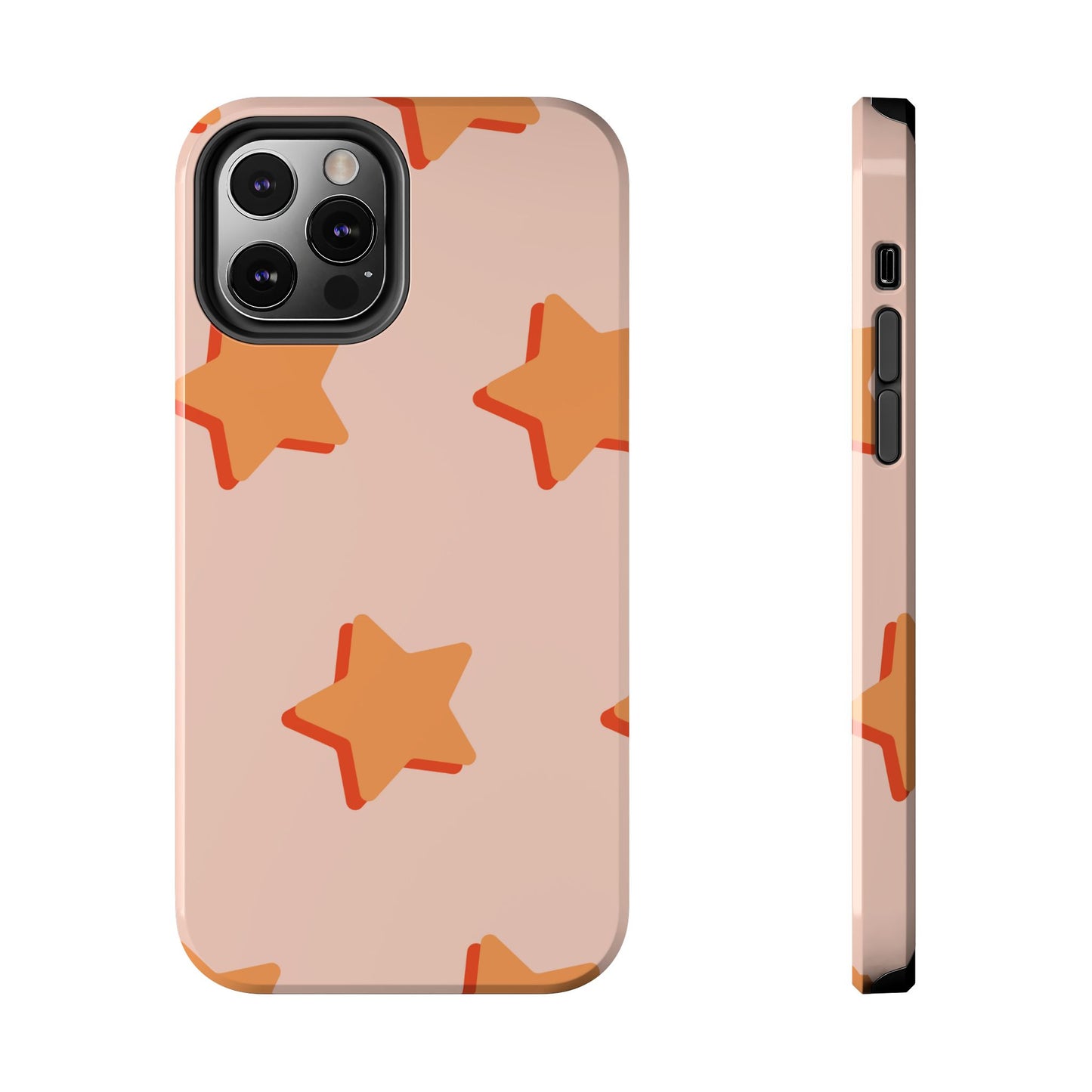 Retro Orange Stars iPhone Case – Shock-Resistant, Smooth Matte Finish, Dual-Layer Design