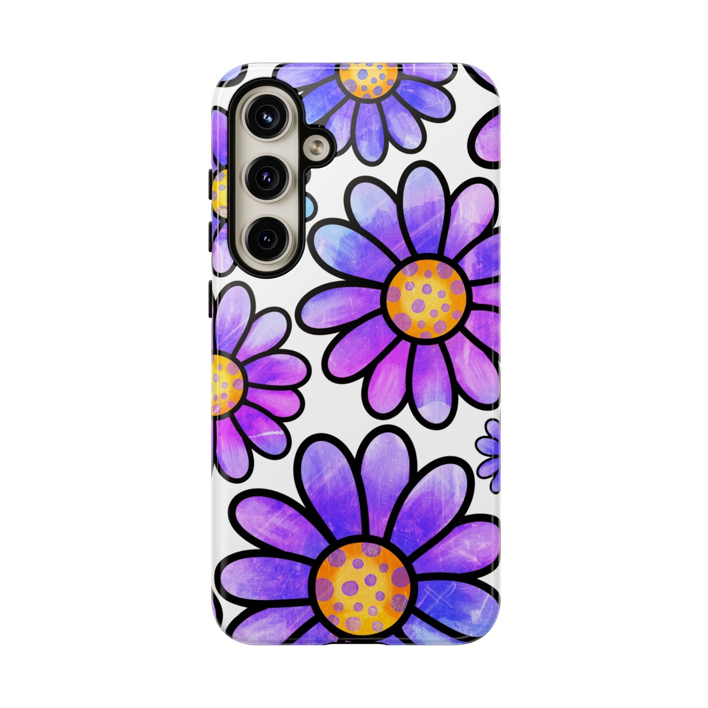 Purple Daisy Delight Samsung Galaxy Case – Slim Profile, Glossy Finish