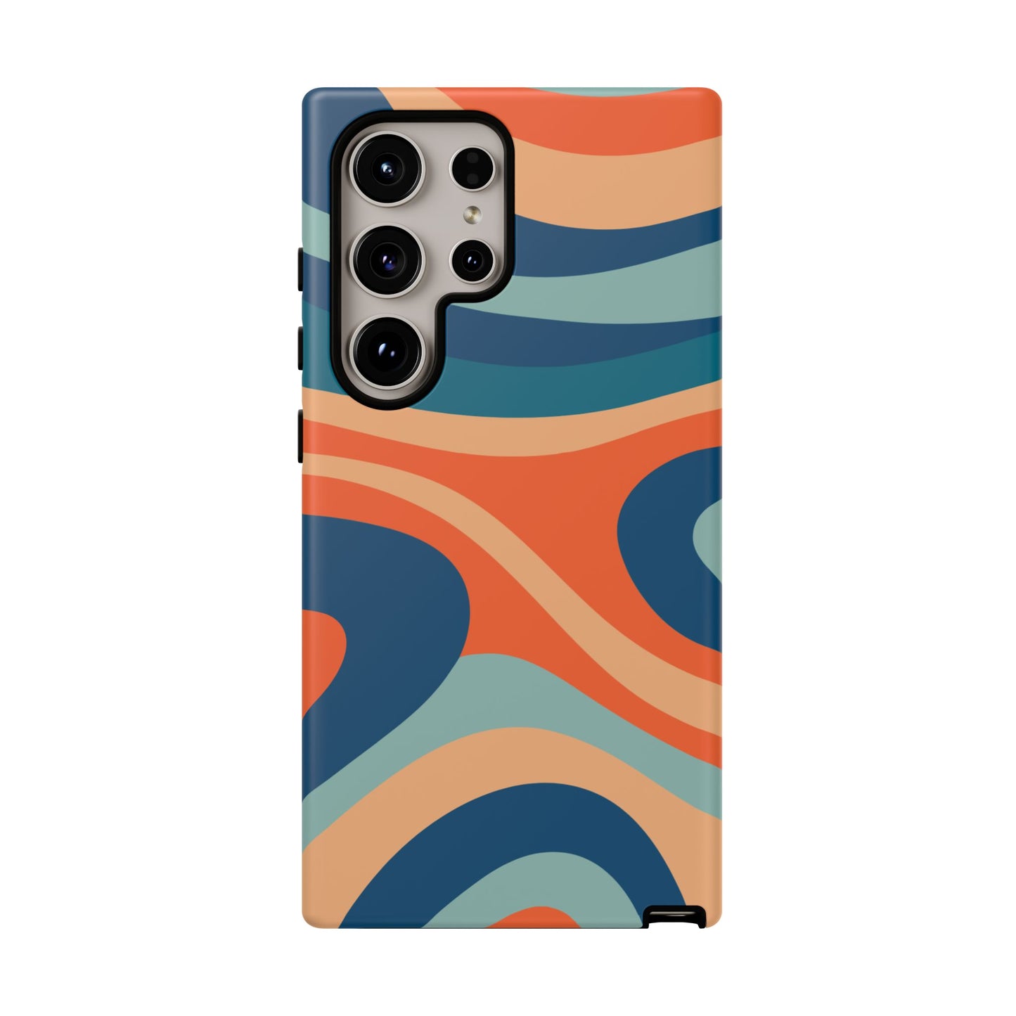 Retro Vibe Wavy Stripes Samsung Galaxy Case – 70s-Inspired in Teal, Orange, and Rust