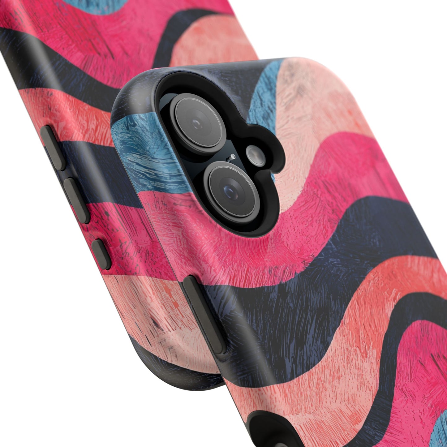 Abstract Wave Pattern MagSafe iPhone Case – Shockproof, Matte Finish, Dual-Layer Protection