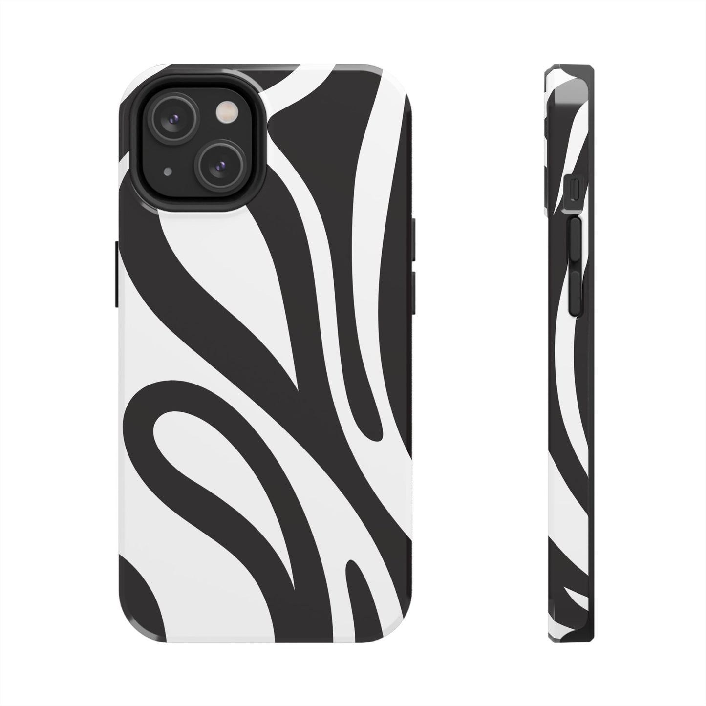 Modern Black and White Abstract Tough iPhone Case – Bold Graphic Pattern with Dual-Layer Protection