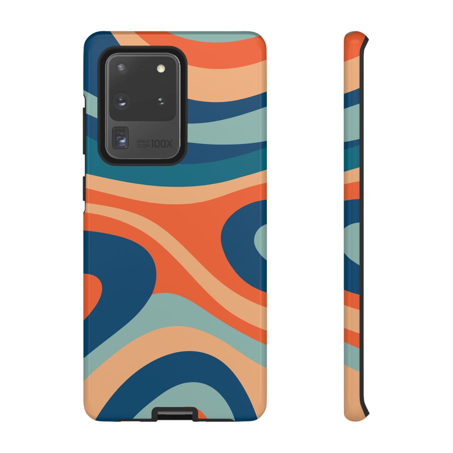 Retro Vibe Wavy Stripes Samsung Galaxy Case – 70s-Inspired in Teal, Orange, and Rust