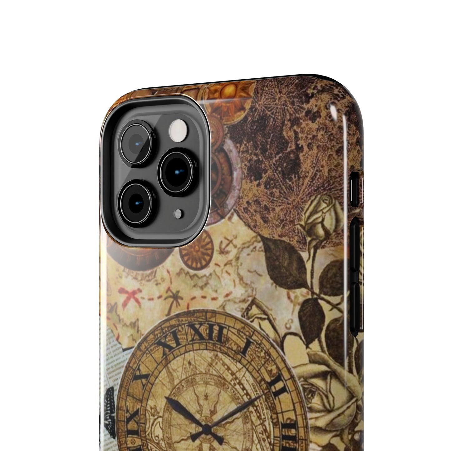 Steampunk Vintage Adventure iPhone Case – Dual - Layer Protection with Antique Map and Clock Design - BOGO Cases
