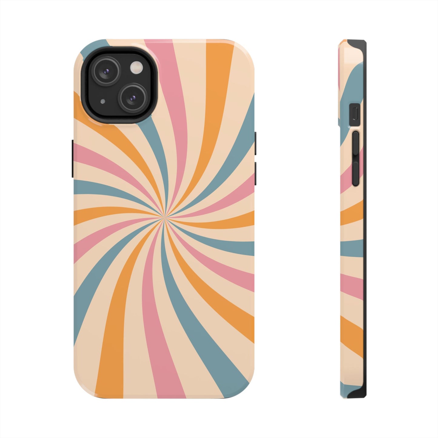 Retro Swirl Pattern iPhone Case – Bold 70s Vibe in Pink, Orange, and Teal