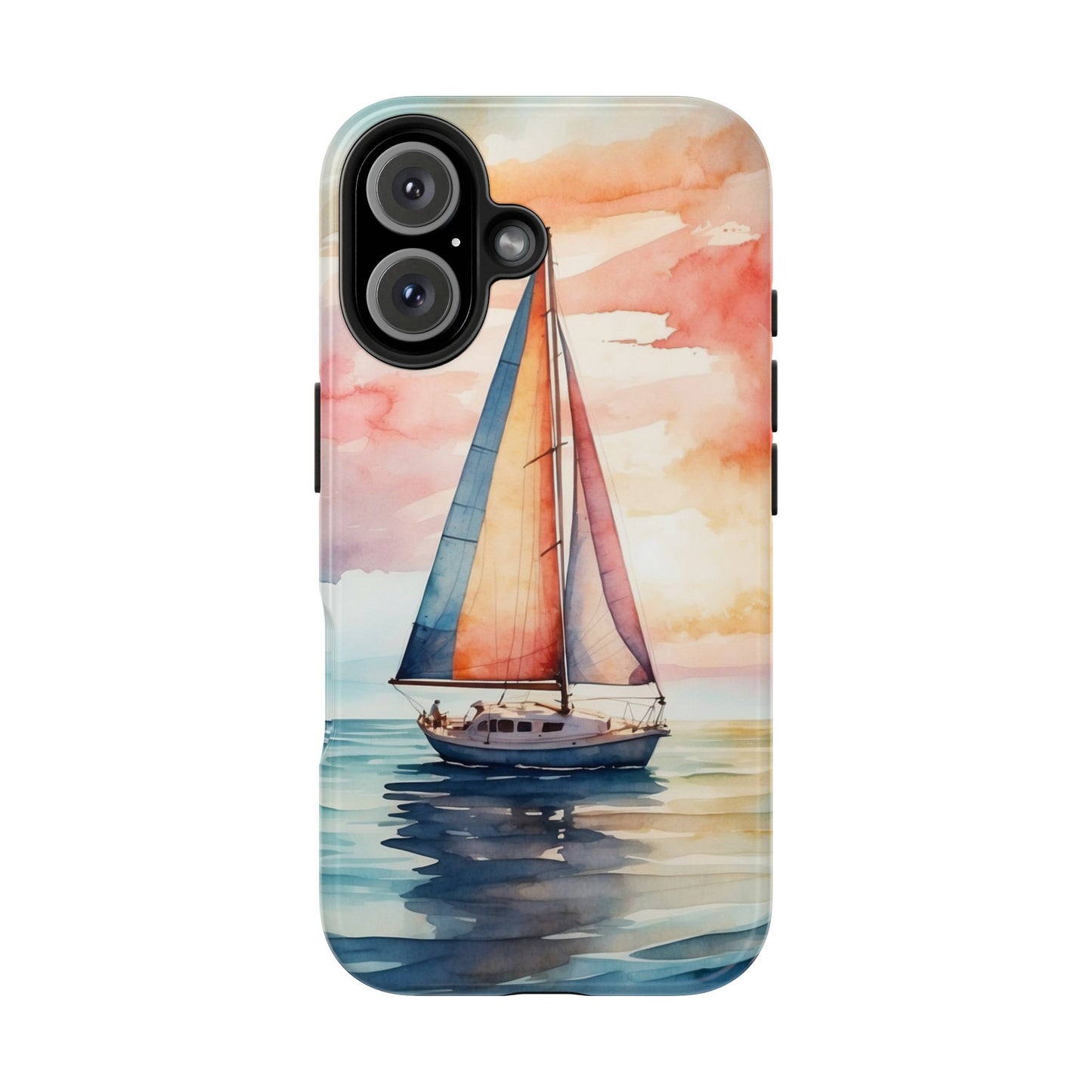 Sailboat Sunset iPhone Case – Vibrant Watercolor Design