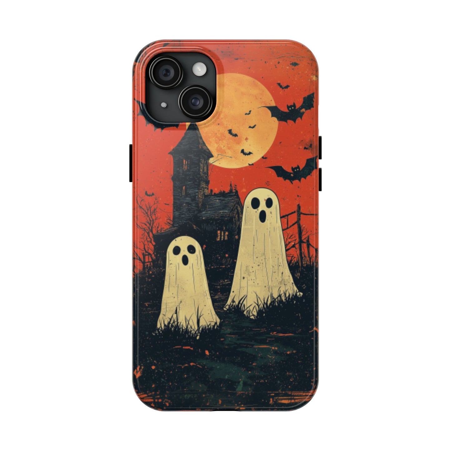 Haunted House & Ghosts iPhone Case – Spooky Halloween Full Moon Design
