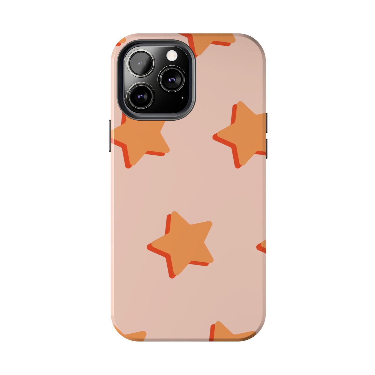 Retro Orange Stars iPhone Case – Shock-Resistant, Smooth Matte Finish, Dual-Layer Design