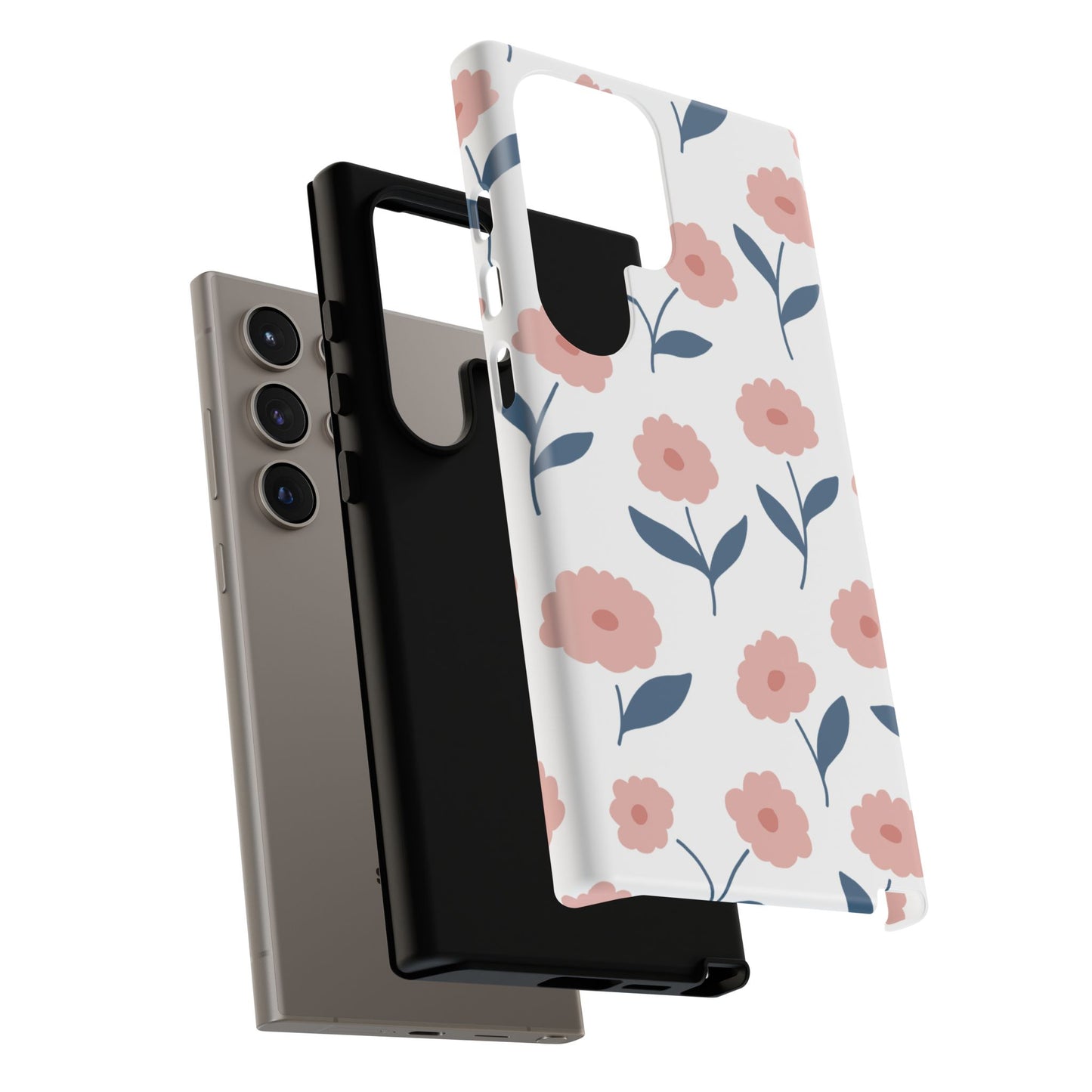 Playful Pink Floral Tough Samsung Galaxy Case – Soft Pastel Design, Slim & Shockproof