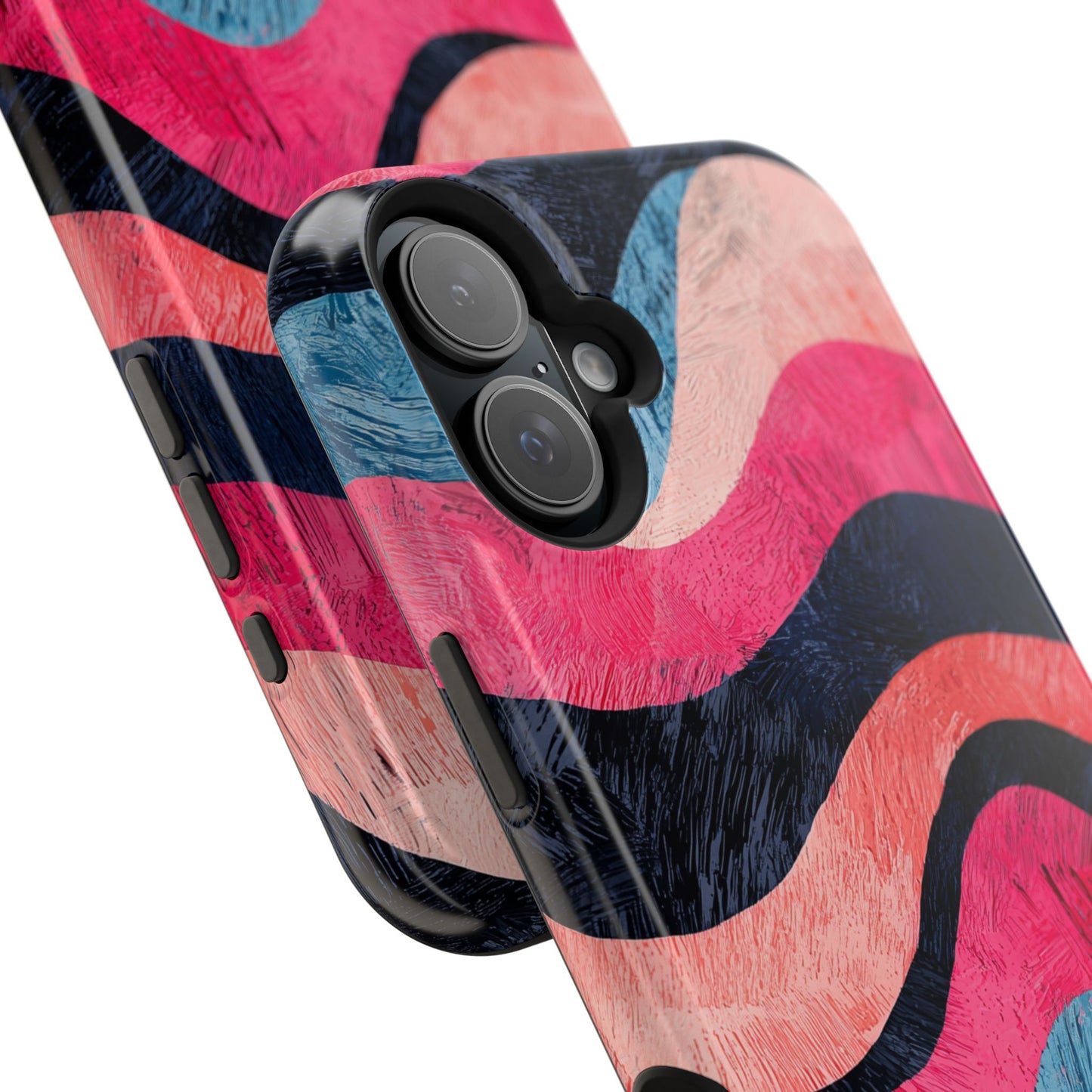 Abstract Wave Pattern MagSafe iPhone Case – Shockproof, Matte Finish, Dual-Layer Protection