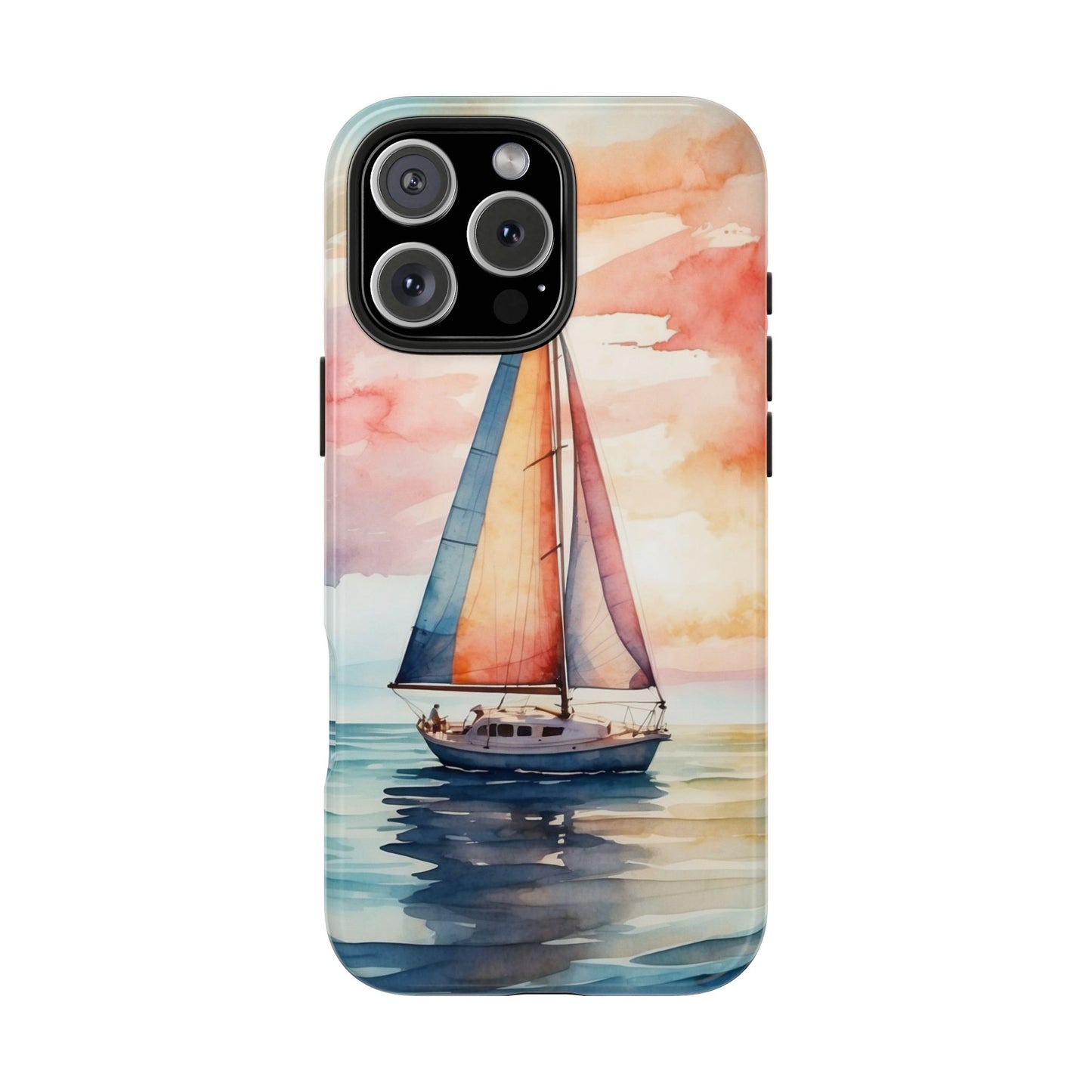 Sailboat Sunset iPhone Case – Vibrant Watercolor Design