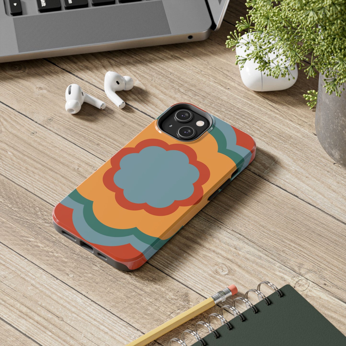 Retro Flower Power iPhone Case – Bold 70s-Inspired Design with Dual-Layer Protection