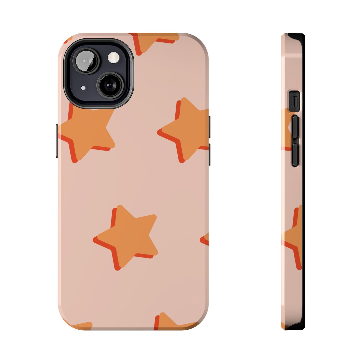 Retro Orange Stars iPhone Case – Shock-Resistant, Smooth Matte Finish, Dual-Layer Design