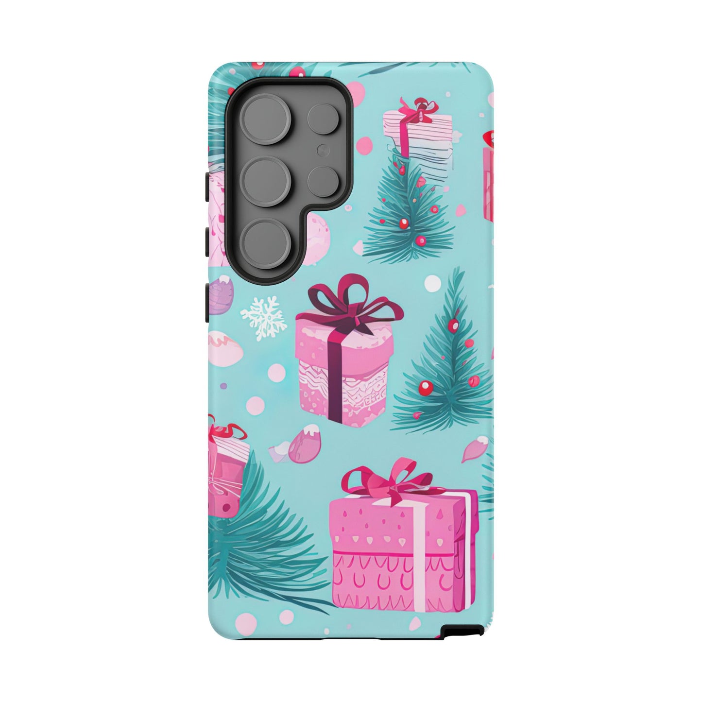 Festive Pink Christmas Gifts and Evergreen Samsung Galaxy Case – Holiday Theme, Protective Cover