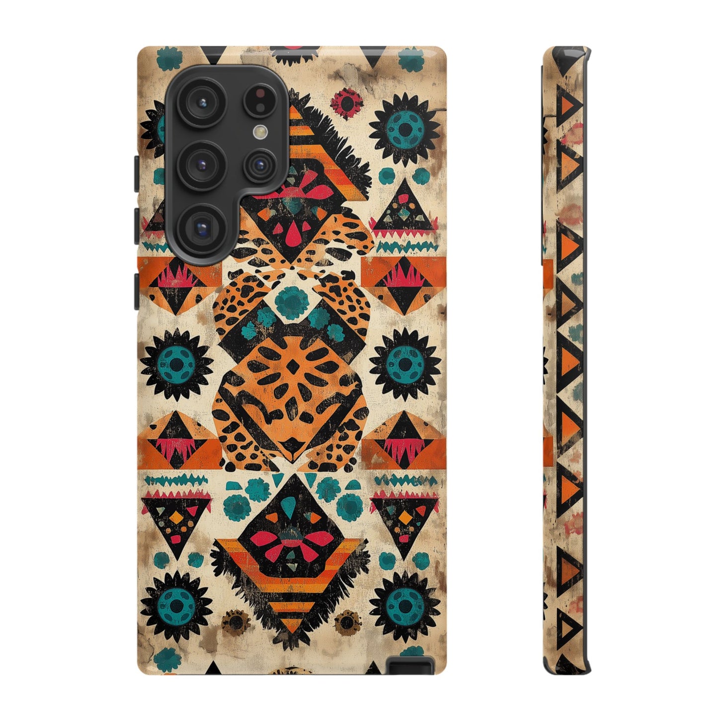 Bohemian Leopard & Tribal Floral Tough Samsung Galaxy Case – Vibrant Eclectic Design, Dual-Layer Protection