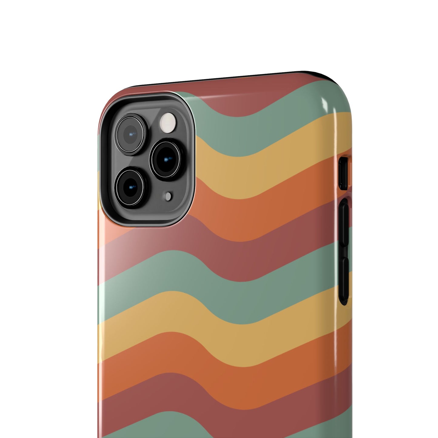 Retro Vibe Wavy Stripes iPhone Case – 70s-Inspired in Teal, Orange, and Rust