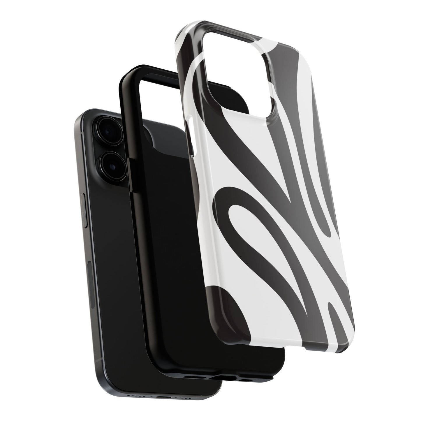 Modern Black and White Abstract Tough iPhone Case – Bold Graphic Pattern with Dual-Layer Protection