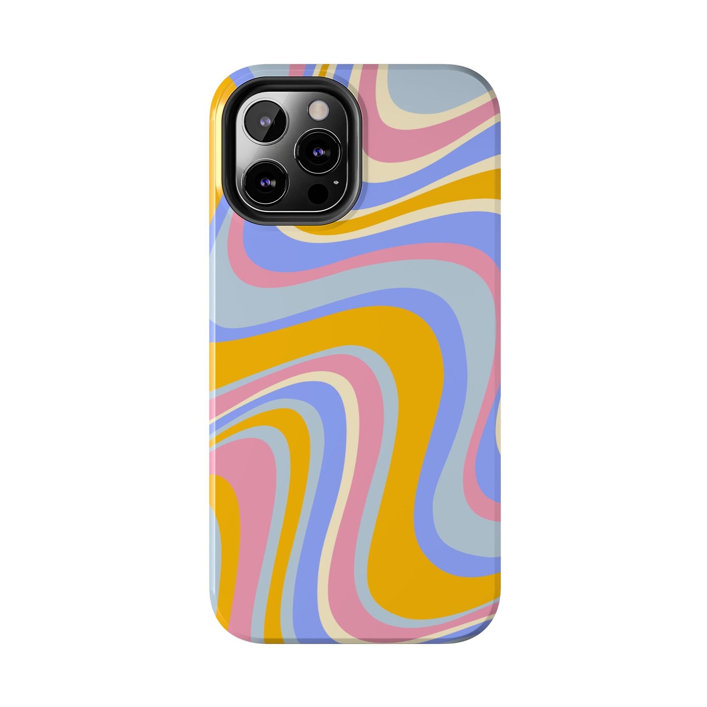 Groovy Pastel Waves iPhone Case – 70s-Inspired Design with Dual-Layer Protection