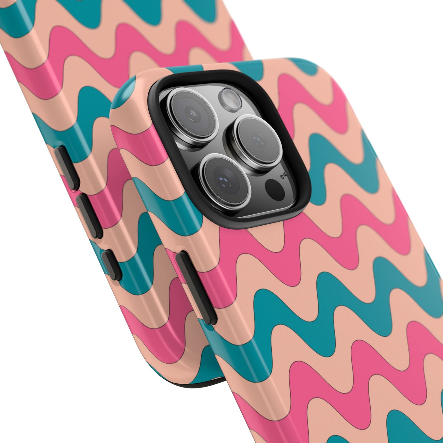 Retro Waves Pattern iPhone Case – Shockproof Design with Dual-Layer Protection