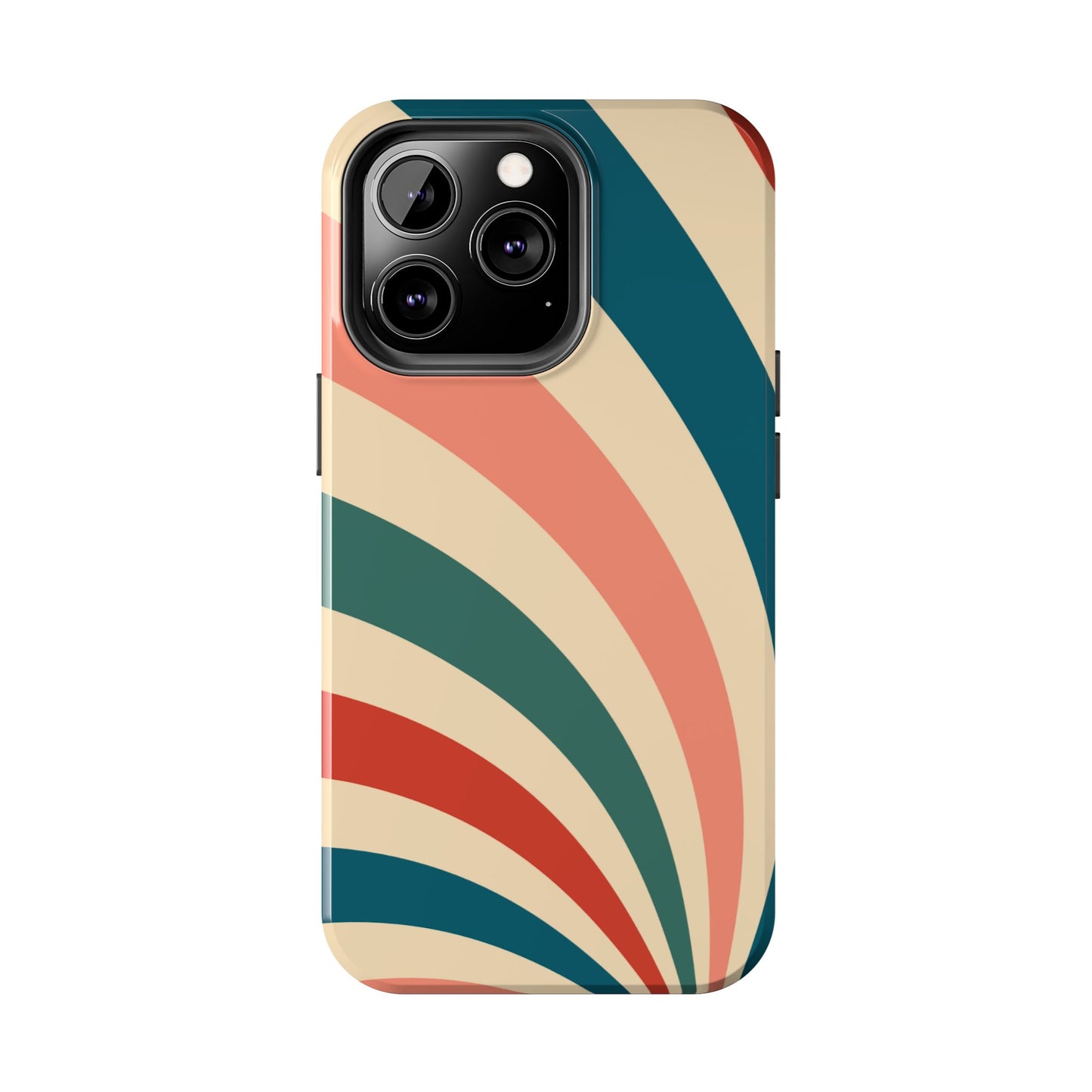 Retro Sunburst Swirl iPhone Case – Dual-Layer Protection with Bold 70s Vibes