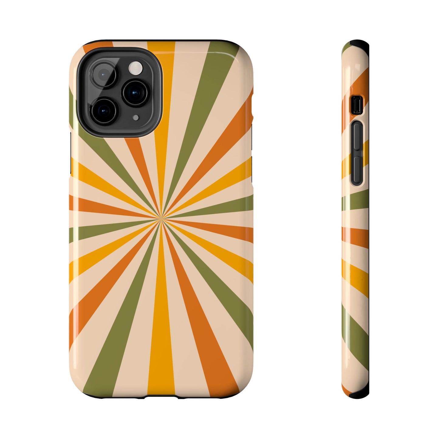 Retro Sunburst iPhone Case – Bold Geometric Design, Durable Shockproof Protection