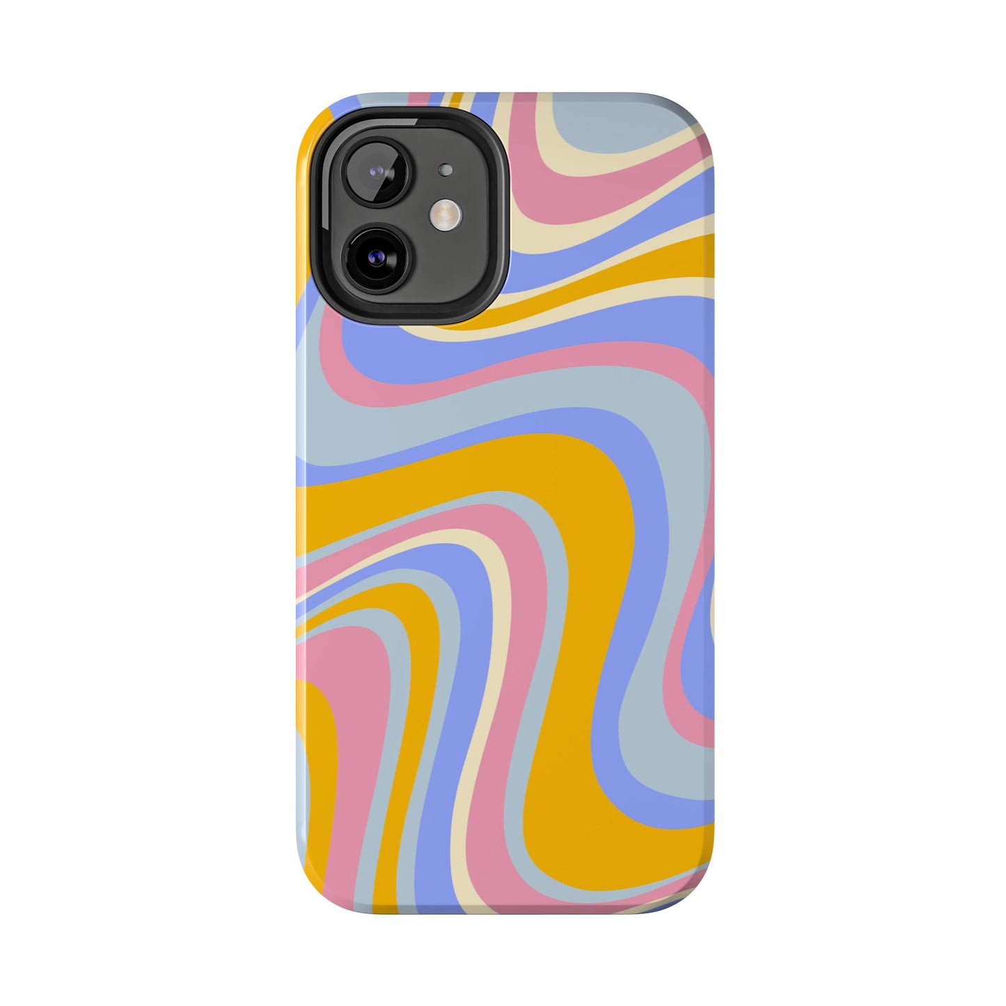 Groovy Pastel Waves iPhone Case – 70s-Inspired Design with Dual-Layer Protection
