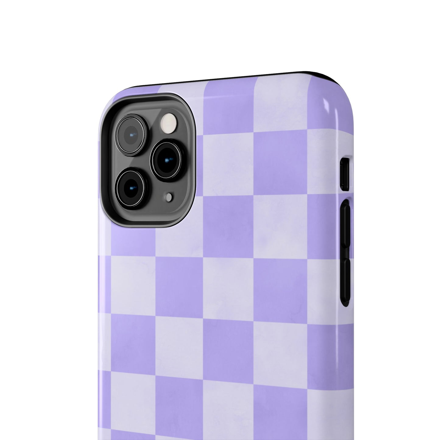 Lavender Checkerboard iPhone Case – Shockproof, Smooth Matte Finish, Dual-Layer Design