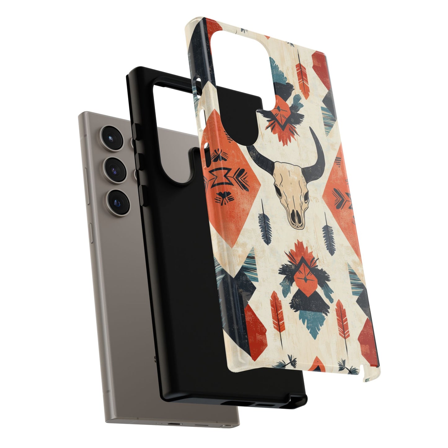 Southwestern Boho Skull Tough Samsung Galaxy Case – Durable Matte Finish, Dual-Layer Protection