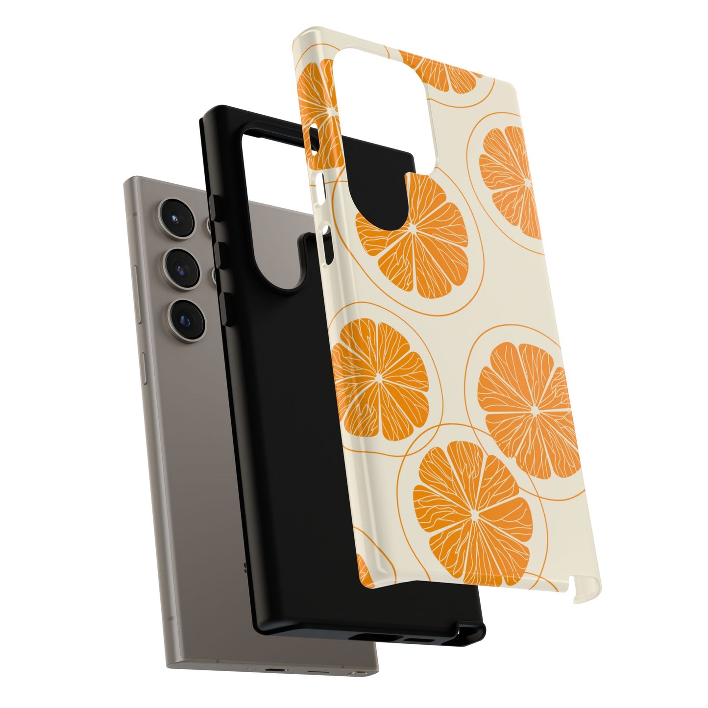Citrus Burst Pattern Tough Samsung Galaxy  Case – Bold Orange Design, Shockproof Protection