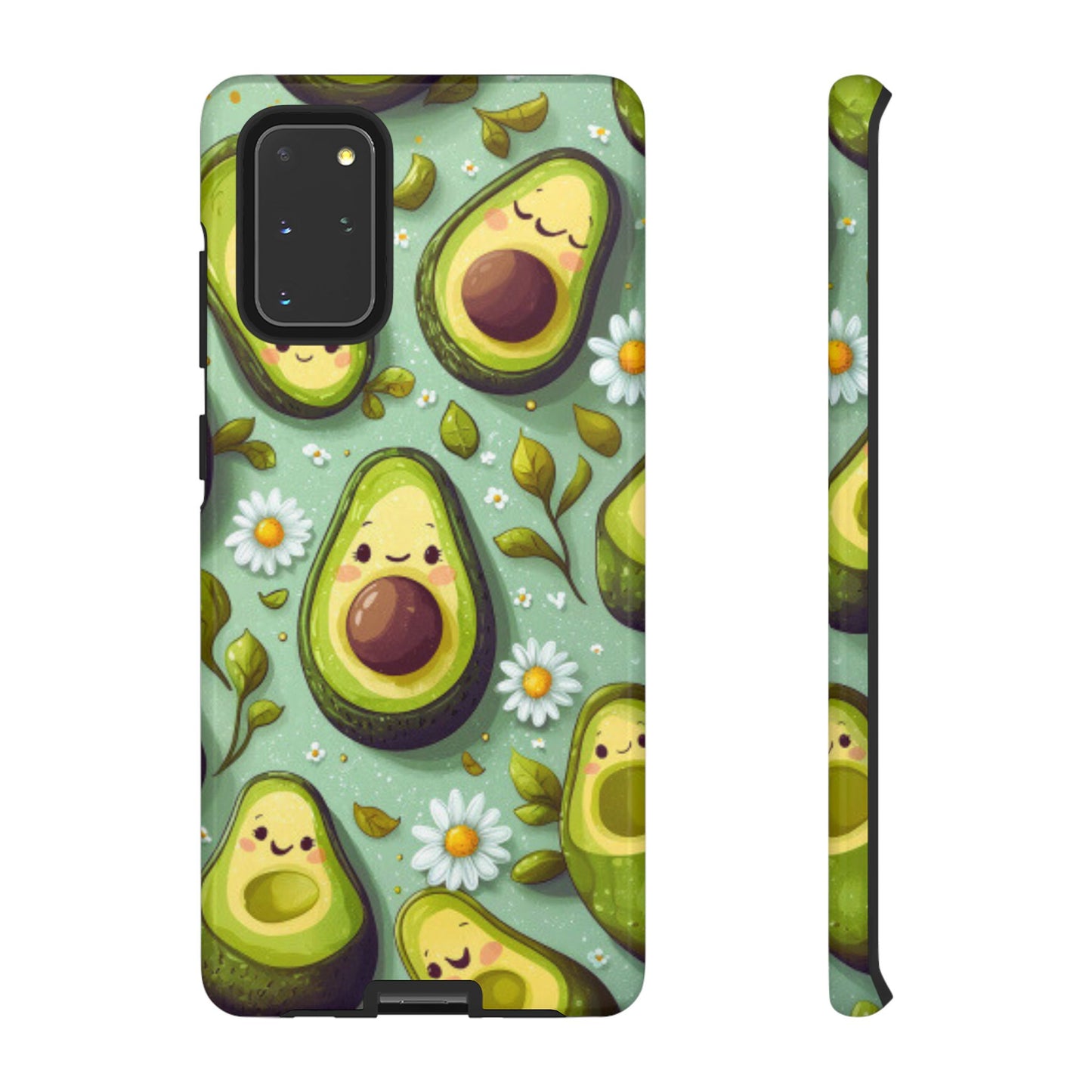 Cute Avocado Samsung Galaxy Case – Adorable Kawaii Avocados with Daisies, Shock-Resistant