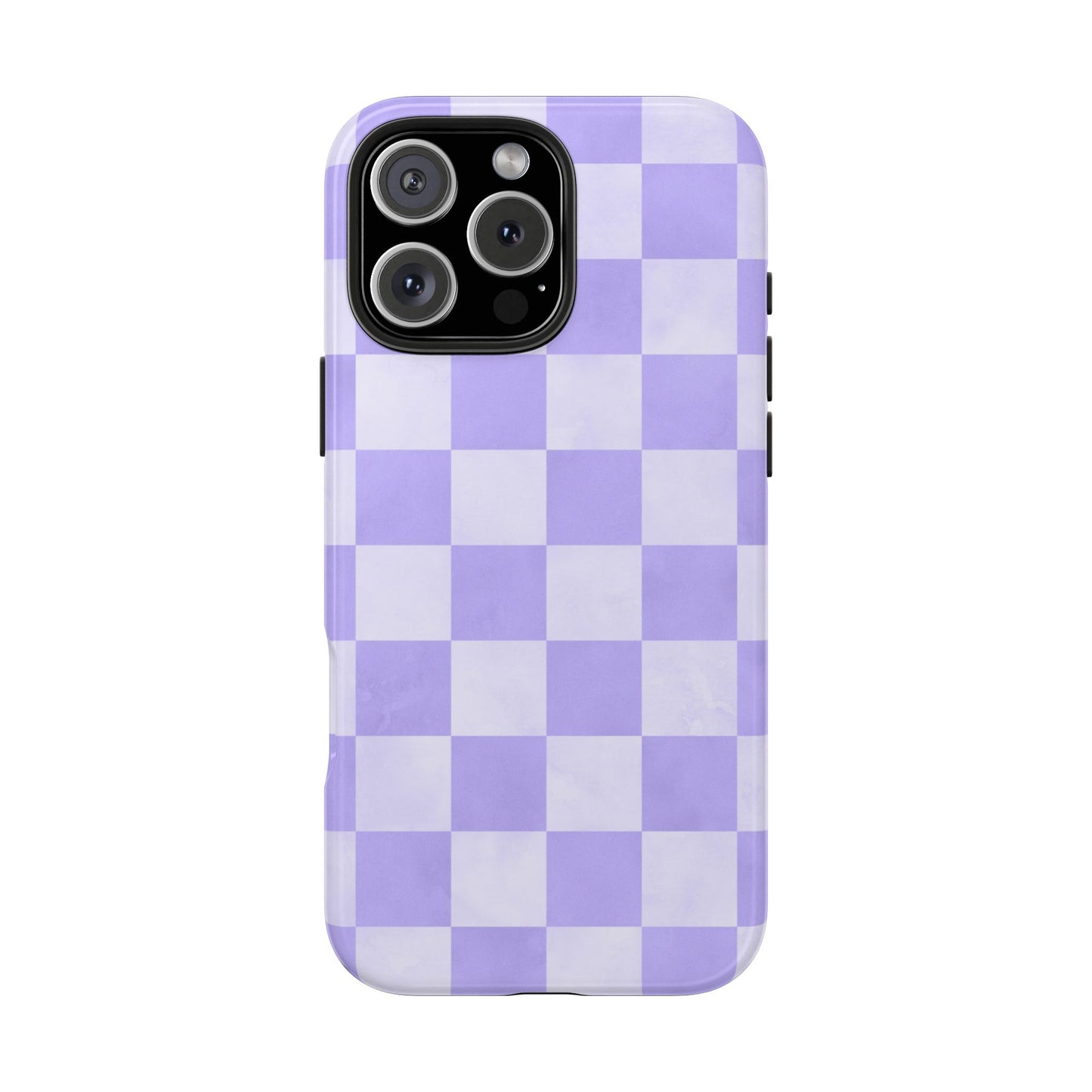 Lavender Checkerboard iPhone Case – Shockproof, Smooth Matte Finish, Dual-Layer Design