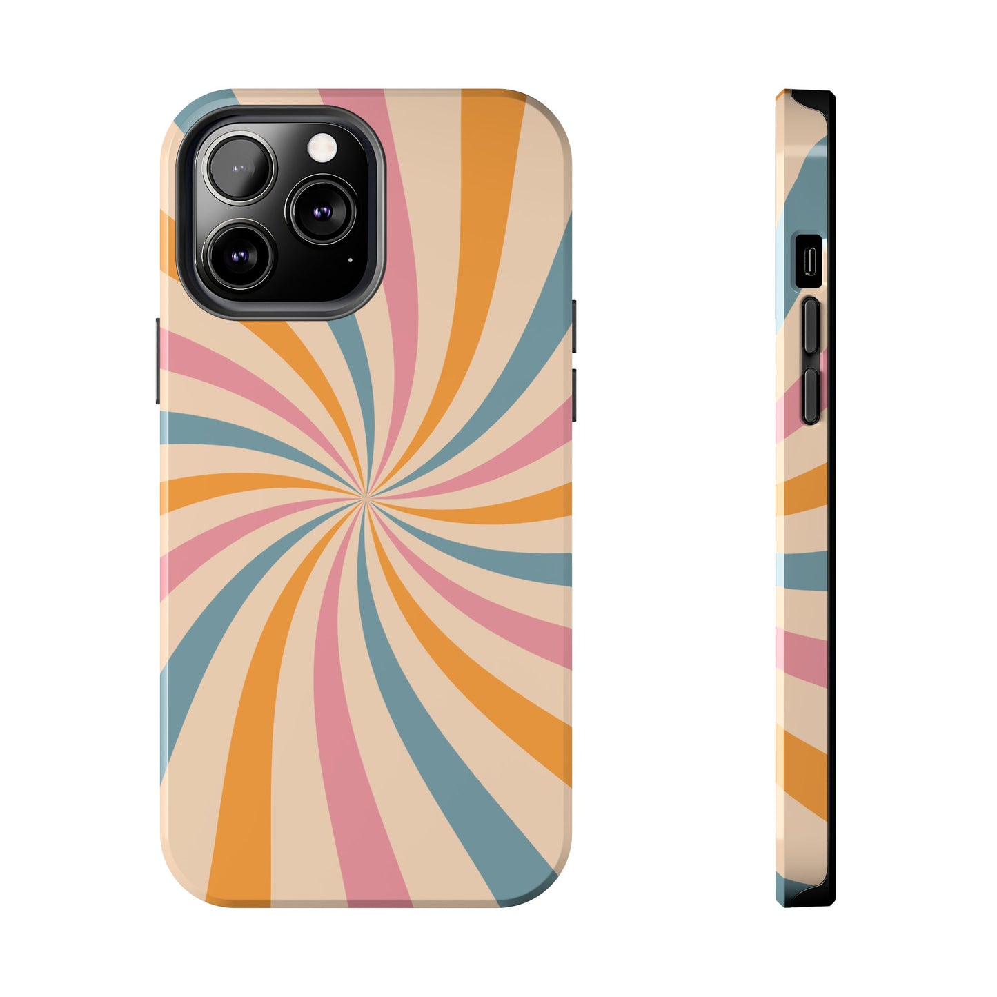 Retro Swirl Pattern iPhone Case – Bold 70s Vibe in Pink, Orange, and Teal