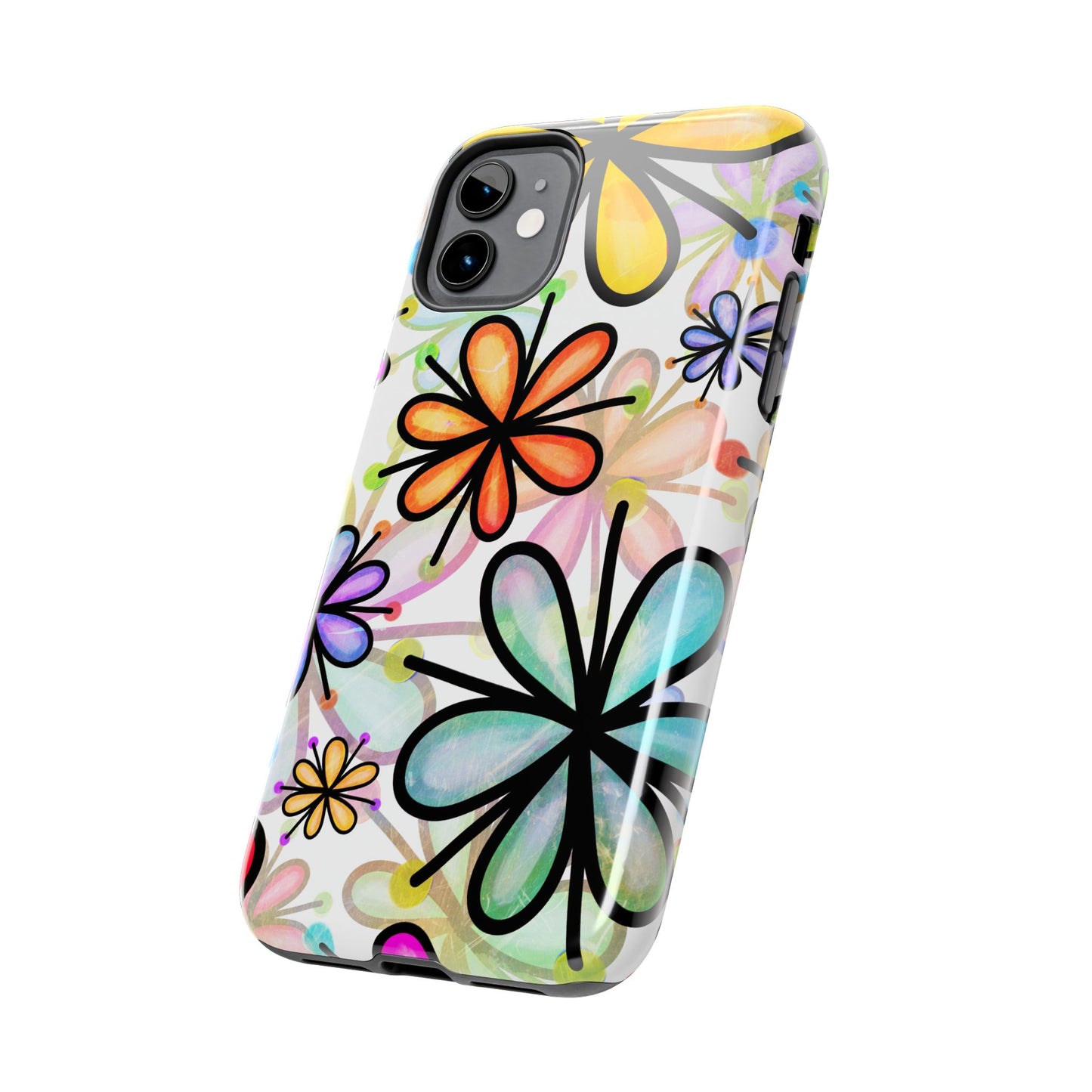 Retro Floral Pop iPhone Case – Ultra-Slim Design, High-Gloss Finish