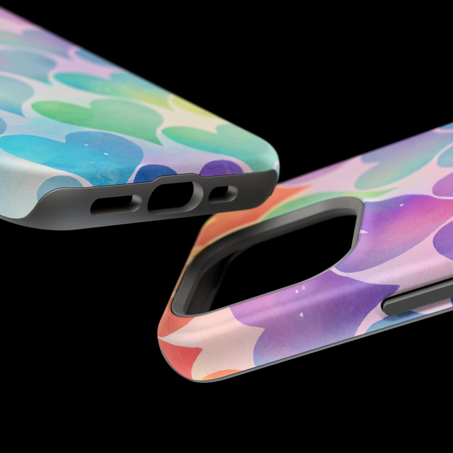 Rainbow Hearts Watercolor iPhone Case – Slim Design, Glossy Finish