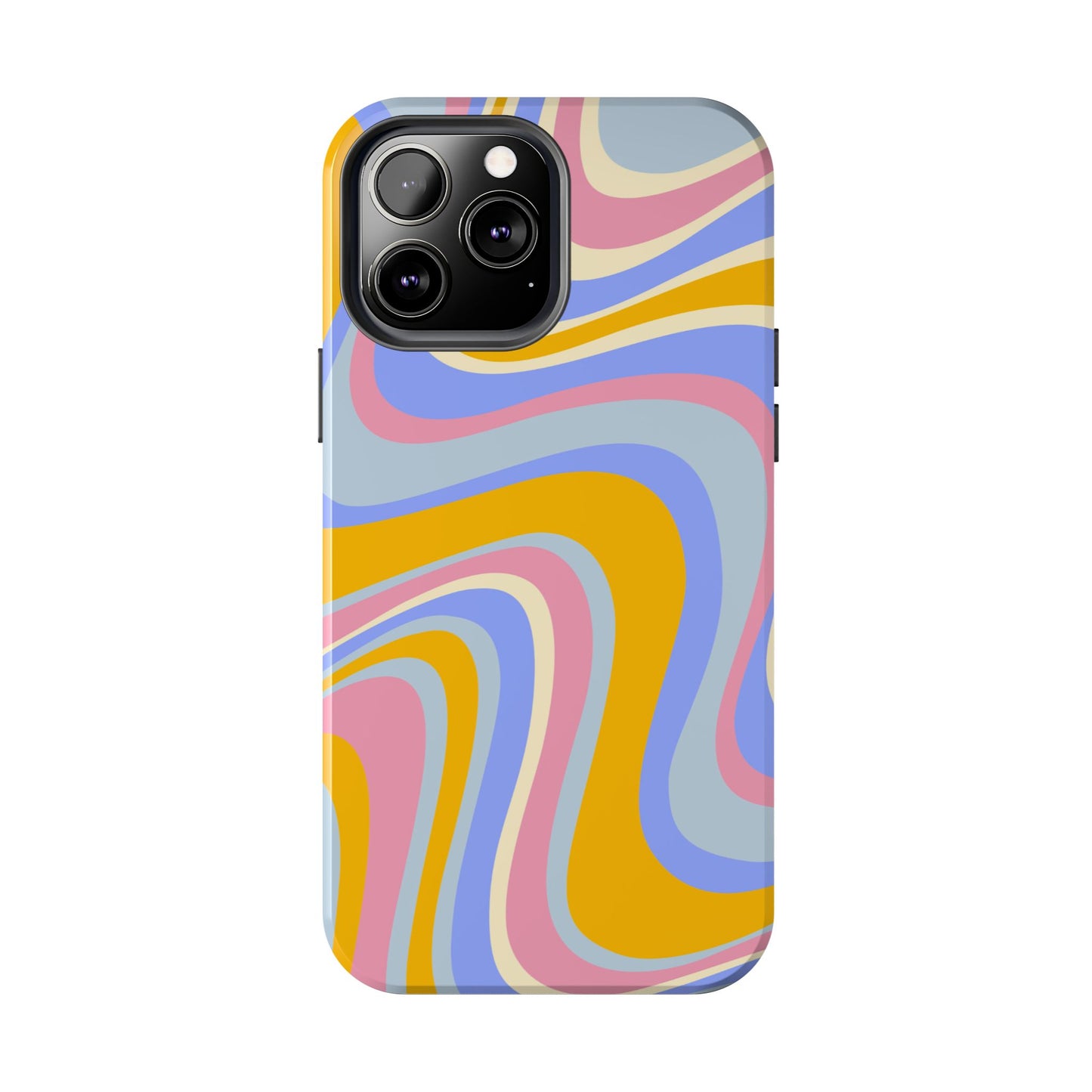 Groovy Pastel Waves iPhone Case – 70s-Inspired Design with Dual-Layer Protection