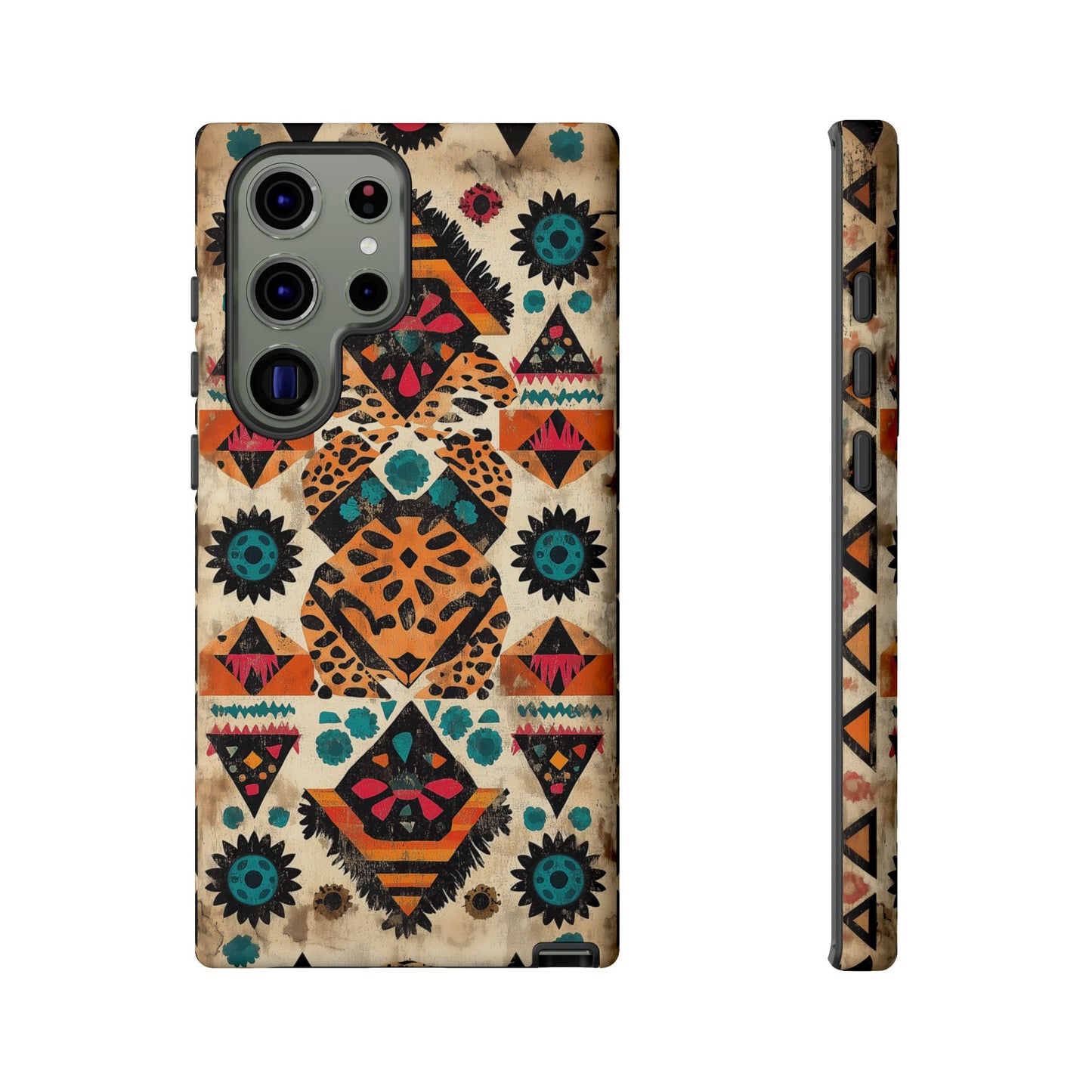 Bohemian Leopard & Tribal Floral Tough Samsung Galaxy Case – Vibrant Eclectic Design, Dual-Layer Protection