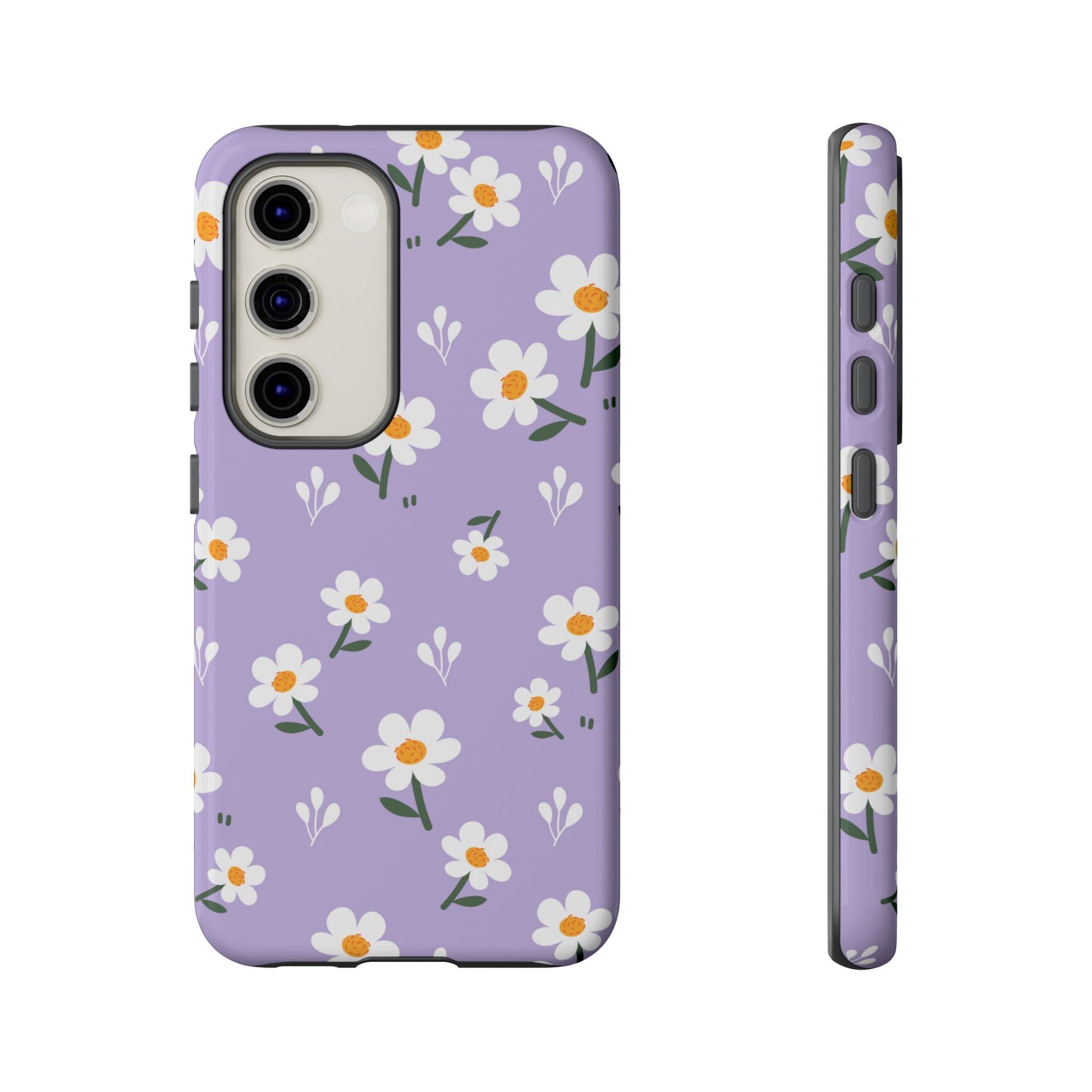 Purple Daisy Garden Samsung Galaxy Case – Soft Lavender Background, Shockproof Protection with Slim Fit
