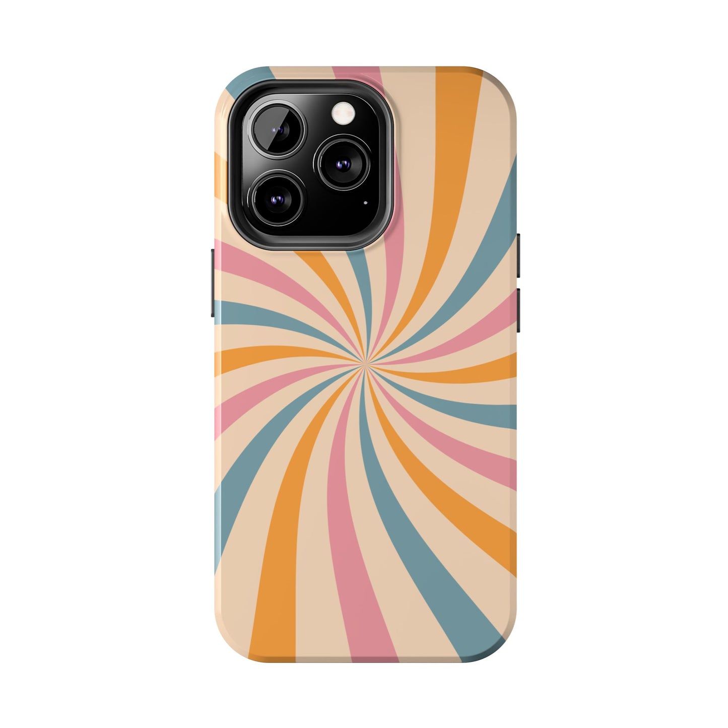 Retro Swirl Pattern iPhone Case – Bold 70s Vibe in Pink, Orange, and Teal