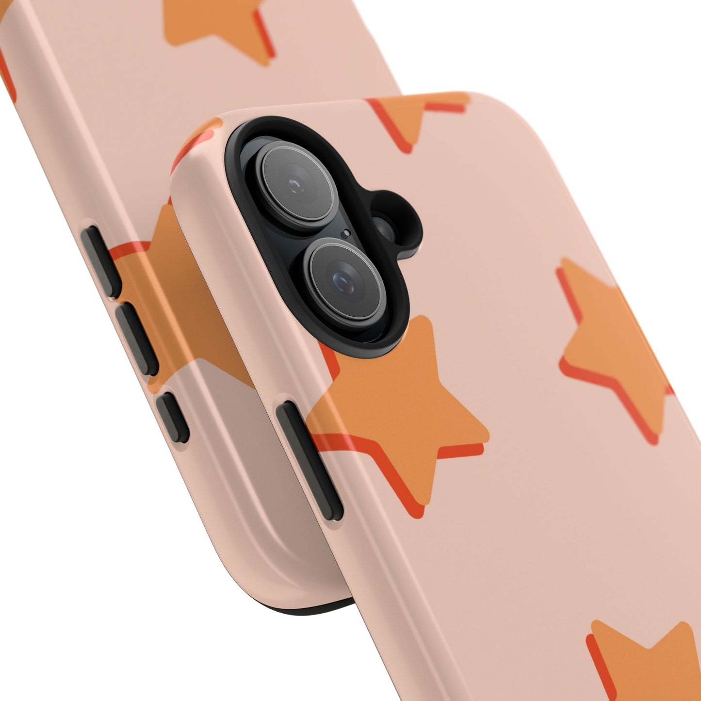 Retro Orange Stars iPhone Case – Shock-Resistant, Smooth Matte Finish, Dual-Layer Design