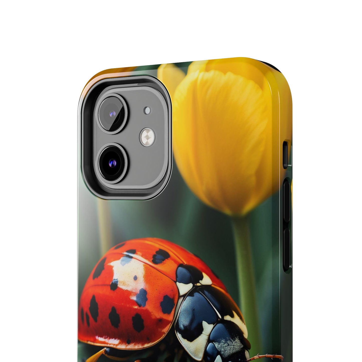 iPhone Case: Vibrant Ladybug Amidst a Lush Yellow Flower Garden