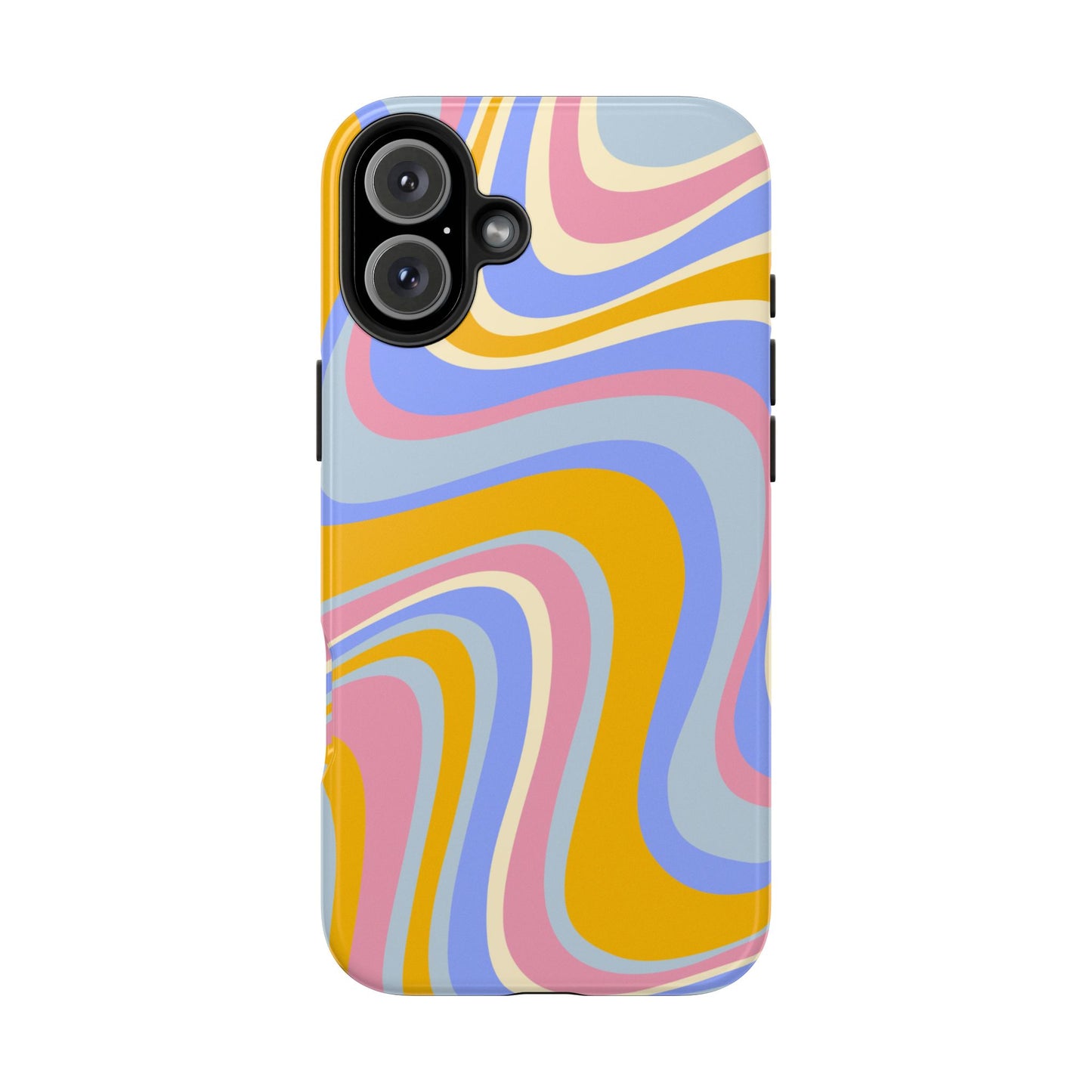Groovy Pastel Waves iPhone Case – 70s-Inspired Design with Dual-Layer Protection