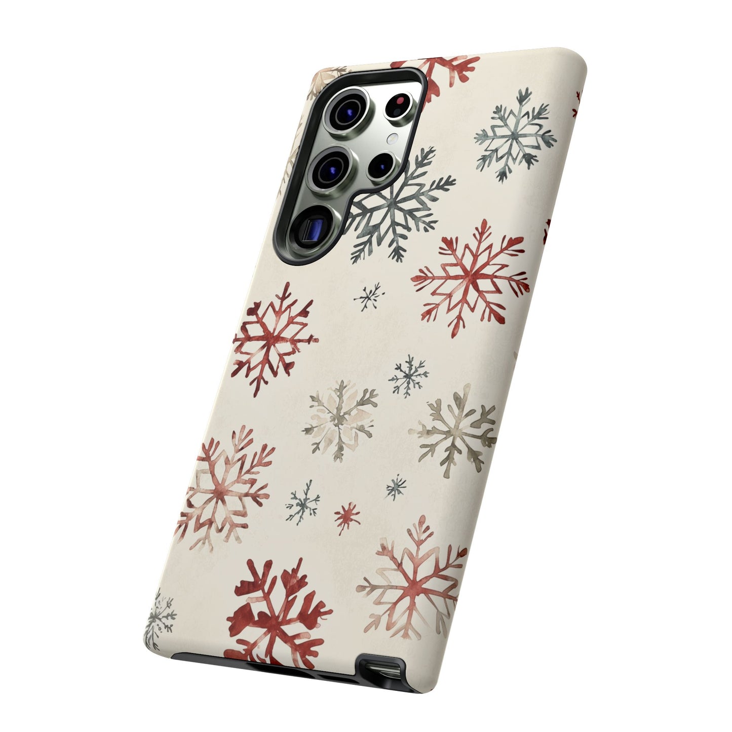 Vintage Red and Gray Snowflake Pattern – Samsung Galaxy Series Case