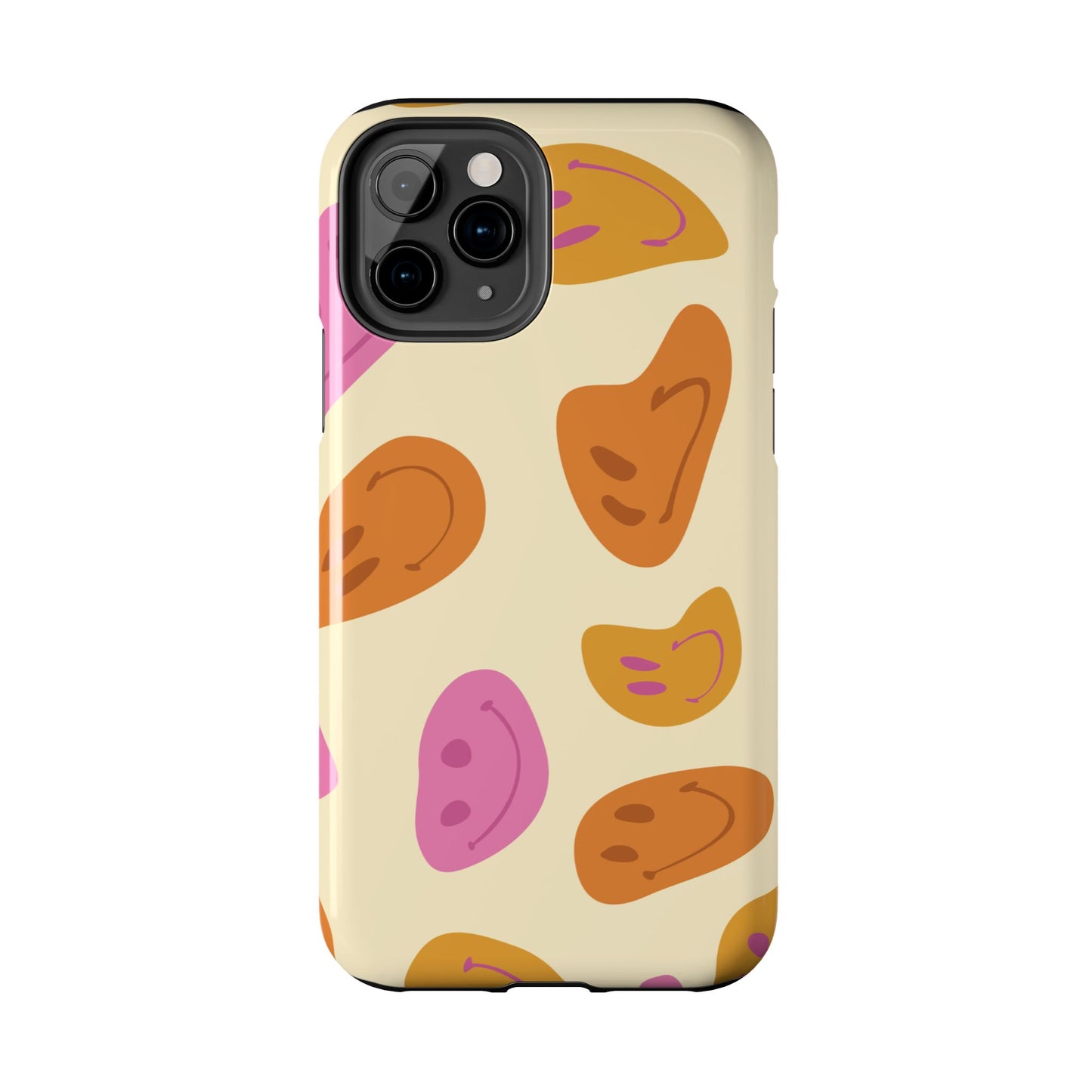 Retro Smiley Faces iPhone Case – Shockproof, Matte Finish, Dual-Layer Protection