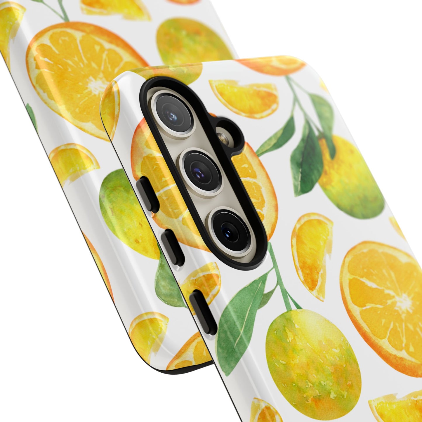 Sunny Citrus Grove Tough Samsung Galaxy Case – Watercolor Orange Design, Dual-Layer Protection